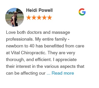 Heidi review for Vital Chiropractic Center on Google