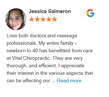 Jessica review for Vital Chiropractic Center on Google